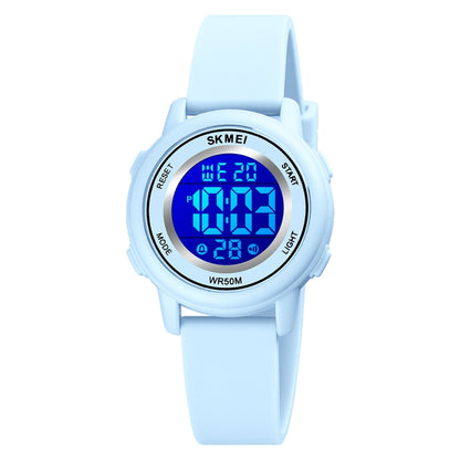 SKMEI 1721 Triplicate Round Dial LED Digital Display Luminous Silicone Strap Electronic Watch(Pink Blue) - LED Digital Watches by SKMEI | Online Shopping UK | buy2fix