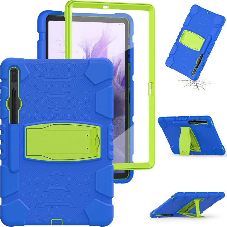 For Samsung Galaxy Tab S7+/ Tab S7 FE / Tab S8+ 3-Layer Protection Screen Frame + PC + Silicone Combination Case with Holder(Blue+Lime) - Other Galaxy Tab PC by buy2fix | Online Shopping UK | buy2fix