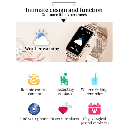 ZX19 1.45 inch HD Screen Bluetooth 5.0 IP68 Waterproof Women Smart Watch, Support Sleep Monitor / Menstrual Cycle Reminder / Heart Rate Monitor / Blood Oxygen Monitoring, Style: Milanese Strap(Gold) - Smart Wear by buy2fix | Online Shopping UK | buy2fix