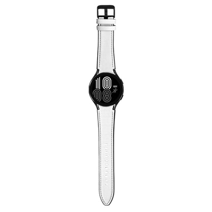 For Samsung Galaxy Watch4 Silicone + Leather Black Buckle Watch Band(White) - Smart Wear by buy2fix | Online Shopping UK | buy2fix