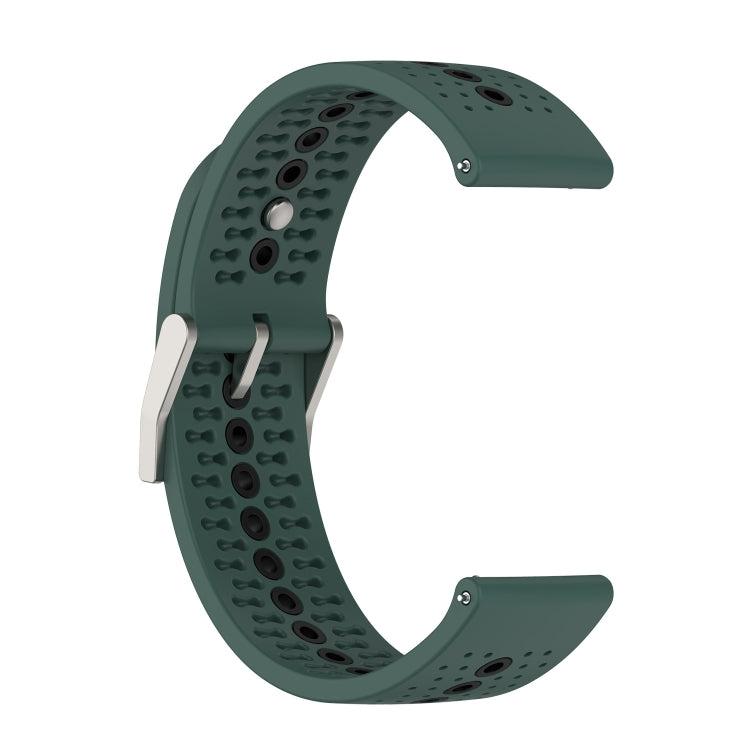 For Suunto 9 Peak Universal Colorful Hole Silicone Watch Band(Olive Green Black) -  by buy2fix | Online Shopping UK | buy2fix
