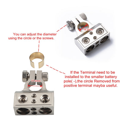 A0232 2 PCS Car Dual 1/0 & 8 Gauge Positive or Negative Battery Terminal - In Car by buy2fix | Online Shopping UK | buy2fix