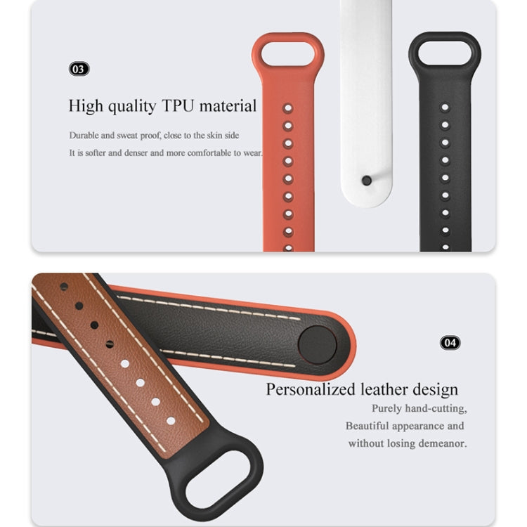 For Xiaomi Mi Band 5/6/7 MIJOBS TPU + Leather Watch Band(Red+Black) - Watch Bands by MIJOBS | Online Shopping UK | buy2fix