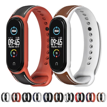 For Xiaomi Mi Band 5/6/7 MIJOBS TPU + Leather Watch Band(Blue+Orange) - Watch Bands by MIJOBS | Online Shopping UK | buy2fix