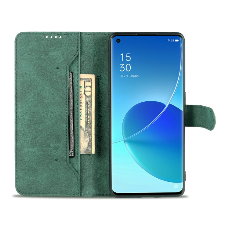 For OPPO Reno6 5G AZNS Dream II Skin Feel PU+TPU Horizontal Flip Leather Case with Holder & Card Slots & Wallet(Green) - OPPO Cases by AZNS | Online Shopping UK | buy2fix