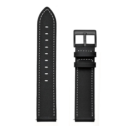 For Samsung Galaxy Watch 3 45mm Leather Watch Band(Black) - Watch Bands by buy2fix | Online Shopping UK | buy2fix