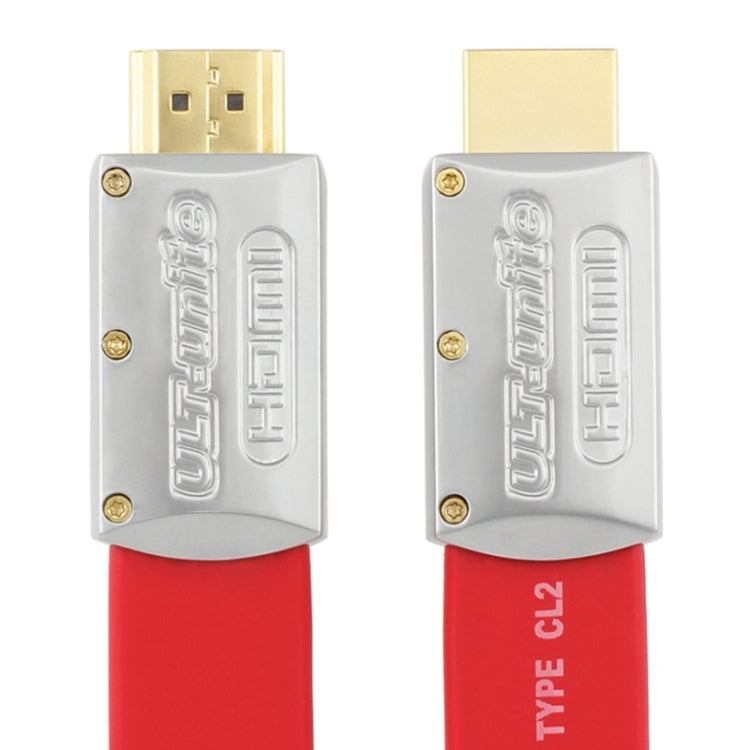 ULT-unite 4K Ultra HD Gold-plated HDMI to HDMI Flat Cable, Cable Length:5m(Red) - Cable by ult-unite | Online Shopping UK | buy2fix