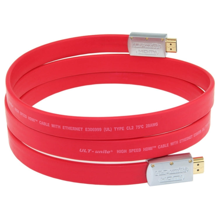 ULT-unite 4K Ultra HD Gold-plated HDMI to HDMI Flat Cable, Cable Length:10m(Red) - Cable by ult-unite | Online Shopping UK | buy2fix