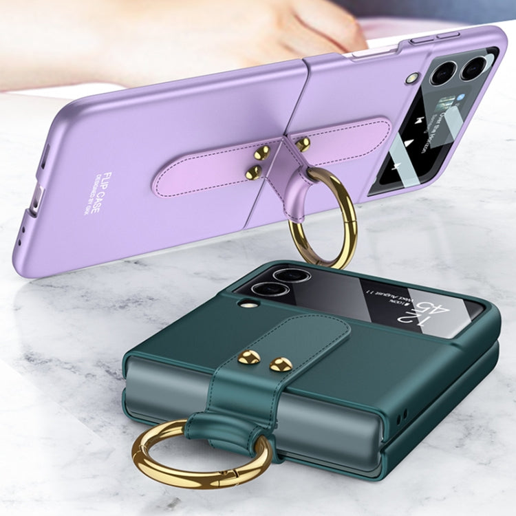 For Samsung Galaxy Z Flip3 5G GKK Ultra-thin PC Full Coverage Phone Flip Case with Ring Holder(Purple) - Galaxy Phone Cases by GKK | Online Shopping UK | buy2fix