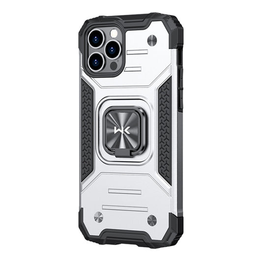For iPhone 12 Pro WK WTP-012 Shockproof PC + TPU + Metal Phone Case with Ring Holder(Silver) - iPhone 12 / 12 Pro Cases by WK | Online Shopping UK | buy2fix
