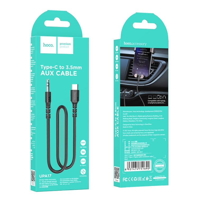 hoco UPA17 Type-C / USB-C Digital Audio Conversion Cable, Length: 1m(Black) - Video & Audio Cable by hoco | Online Shopping UK | buy2fix