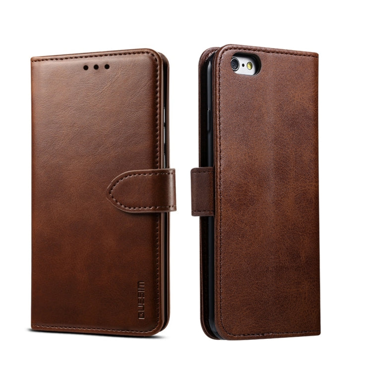 For iPhone 6 GUSSIM Magnetic Horizontal Flip Leather Case with Holder & Card Slots & & Wallet(Brown) - More iPhone Cases by GUSSIM | Online Shopping UK | buy2fix