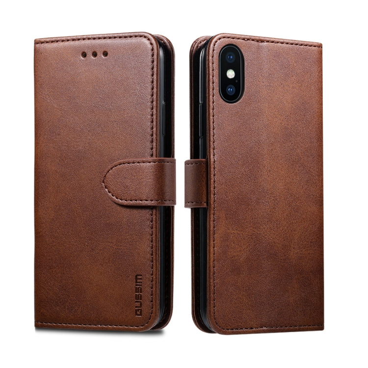 For iPhone XS Max GUSSIM Magnetic Horizontal Flip Leather Case with Holder & Card Slots & & Wallet(Brown) - More iPhone Cases by GUSSIM | Online Shopping UK | buy2fix