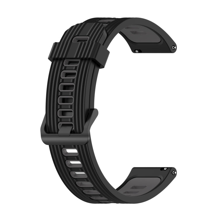 For Samsung Galaxy Watch4/Active2 20mm Two-color Stripe Silicone Watch Band(Black Dark Grey) - Smart Wear by buy2fix | Online Shopping UK | buy2fix
