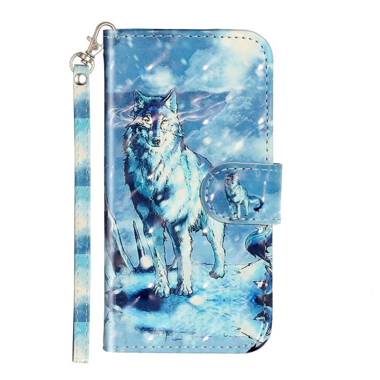 For Samsung Galaxy S22 5G 3D Pattern Horizontal Flip PU Leather Phone Case(Snow Wolf) - Galaxy S22 5G Cases by buy2fix | Online Shopping UK | buy2fix