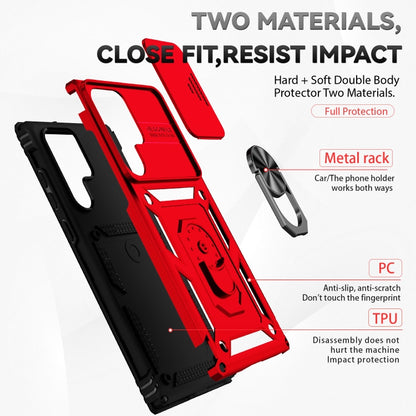 For Samsung Galaxy S22 Ultra 5G Sliding Camshield Holder Phone Case(Red) - Samsung Accessories by buy2fix | Online Shopping UK | buy2fix