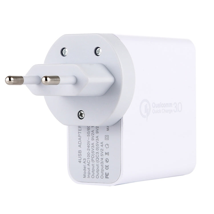 A3 PD 18W USB-C / Type-C + QC3.0 USB + Dual USB Interface Travel Charger - USB Charger by buy2fix | Online Shopping UK | buy2fix