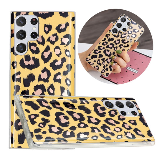 For Samsung Galaxy S22 Ultra 5G Electroplating TPU Protective Phone Case(Leopard Texture) - Samsung Accessories by buy2fix | Online Shopping UK | buy2fix