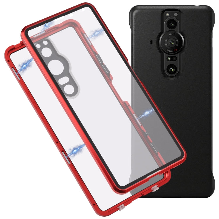 For Sony Xperia Pro-I HD Magnetic Metal Tempered Glass Phone Case(Red) - Sony Cases by buy2fix | Online Shopping UK | buy2fix