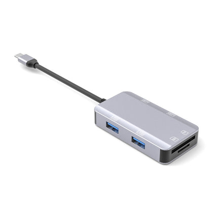 NK-3049 6 in 1 USB-C / Type-C to TF / SD Card Slot + 4 USB Female Adapter(Space Grey) - Computer & Networking by buy2fix | Online Shopping UK | buy2fix