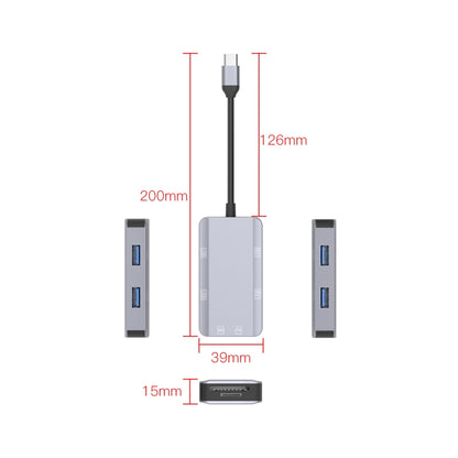 NK-3049 6 in 1 USB-C / Type-C to TF / SD Card Slot + 4 USB Female Adapter(Space Grey) - Computer & Networking by buy2fix | Online Shopping UK | buy2fix