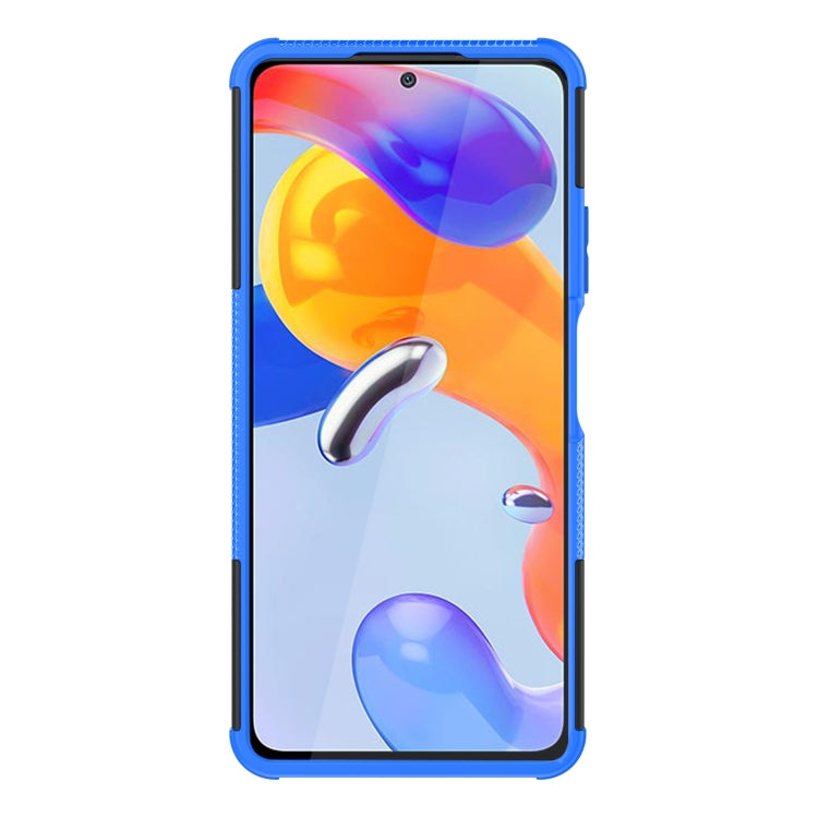 For Xiaomi Redmi Note 11 Pro 5G International Version Tire Texture Shockproof TPU+PC Phone Case with Holder(Blue) - Xiaomi Accessories by buy2fix | Online Shopping UK | buy2fix
