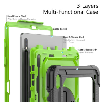 For Samsung Galaxy Tab S8+ 12.4 inch SM-X800 Silicone + PC Tablet Case(Black+Yellow Green) - Galaxy Tab S8+ Cases by buy2fix | Online Shopping UK | buy2fix