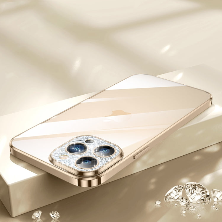 For iPhone 12 Pro SULADA Diamond Lens Protector Plated Frosted Case(Gold) - iPhone 12 / 12 Pro Cases by SULADA | Online Shopping UK | buy2fix