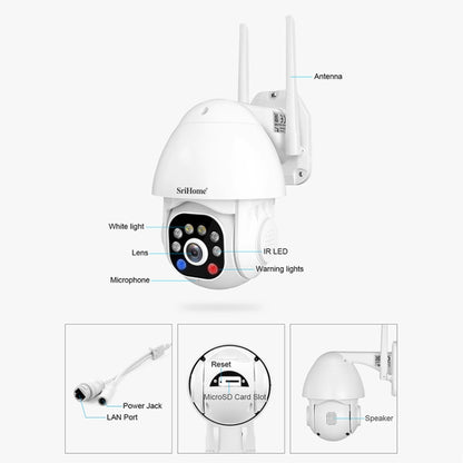 SriHome SH039B 3MP Sound and Light Alarm IP66 Waterproof Dome Camera, UK Plug - Security by SriHome | Online Shopping UK | buy2fix