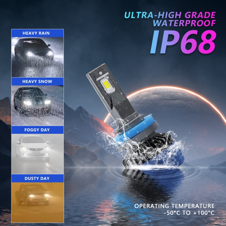 P10 1 Pair H11 6000K / 6000LM / 55W / DC10-32V IP68 Waterproof Car LED Headlight - In Car by buy2fix | Online Shopping UK | buy2fix