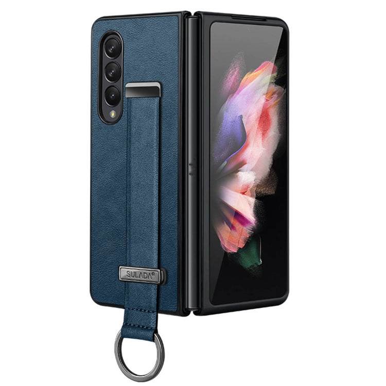For Samsung Galaxy Z Fold3 5G SULADA Cool Series PC + Leather Texture Skin Feel Shockproof Phone Case(Blue) - Galaxy Phone Cases by SULADA | Online Shopping UK | buy2fix