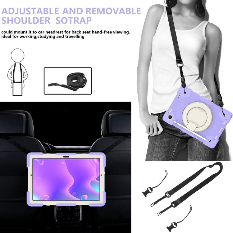 For Samsung Galaxy Tab A8 10.5 2021 Silicone + PC Full Body Protection Tablet Case With Holder & Strap(Purple) - Other Galaxy Tab PC by buy2fix | Online Shopping UK | buy2fix