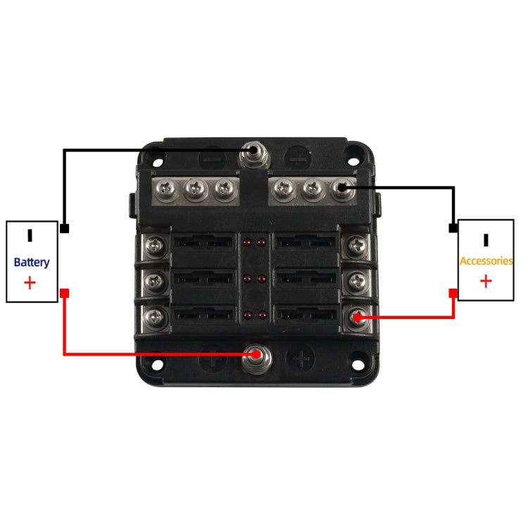 A5516 6 Way Fuse Box Blade Fuse Holder with LED Warning Indicator / Negative for Auto Car Truck Boat - In Car by buy2fix | Online Shopping UK | buy2fix