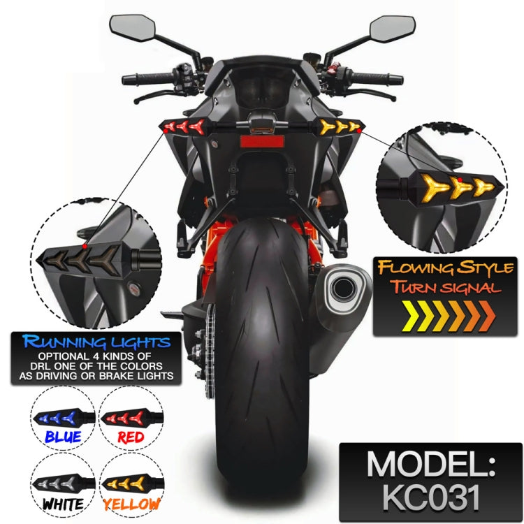 2 PCS KC031 Motorcycle Universal Flashing LED Turn Signal Brake Light(Yellow + Red Light) - In Car by buy2fix | Online Shopping UK | buy2fix