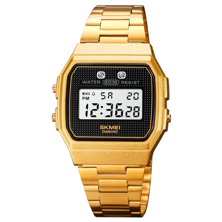 SKMEI 1952 Resin Mirror ABS Case Waterproof Electronic Watch(Golden Steel Belt) - Other Watches by SKMEI | Online Shopping UK | buy2fix