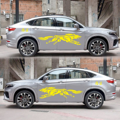 2 PCS/Set D-218 Wolf Totem Pattern Car Modified Decorative Sticker(Yellow) - In Car by buy2fix | Online Shopping UK | buy2fix