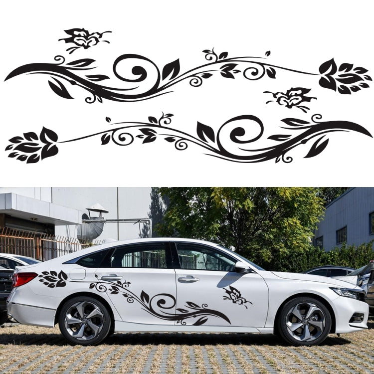 2 PCS/Set D-251 Butterfly Love Flowers Pattern Car Modified Decorative Sticker(Red) - In Car by buy2fix | Online Shopping UK | buy2fix