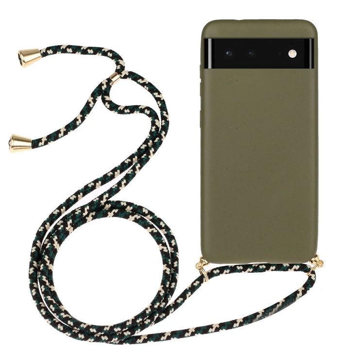 For Google Pixel 6 Wheat Straw Material + TPU Protective Case with Lanyard(Army Green) - Mobile Accessories by buy2fix | Online Shopping UK | buy2fix