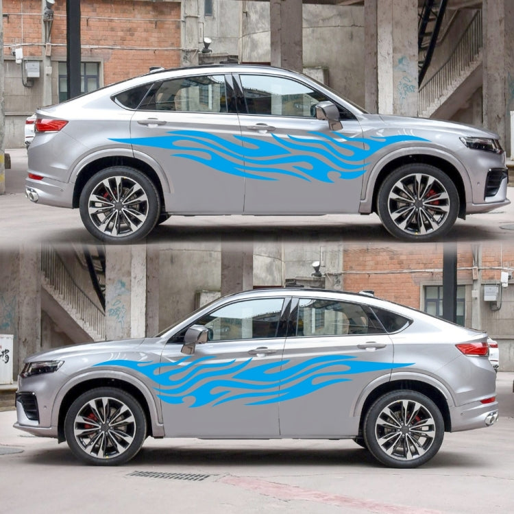 2 PCS/Set D-476 Fire Element Pattern Car Modified Decorative Sticker(Blue) - In Car by buy2fix | Online Shopping UK | buy2fix