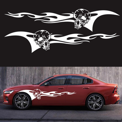 2 PCS/Set D-964 Skull Flame Pattern Car Modified Decorative Sticker(White) - In Car by buy2fix | Online Shopping UK | buy2fix
