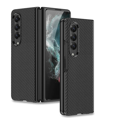 For Samsung Galaxy Z Fold4 GKK Electroplating Leather Surface Phone Case(Carbon Fiber) - Galaxy Z Fold4 5G Cases by GKK | Online Shopping UK | buy2fix