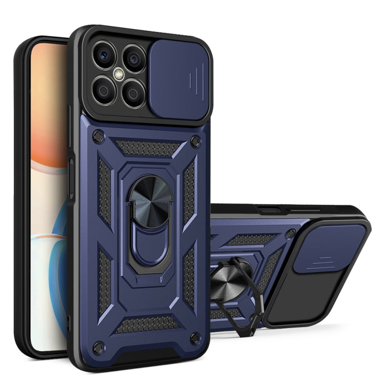 For Honor X8 Sliding Camera Design TPU + PC Phone Case(Blue) - Honor Cases by buy2fix | Online Shopping UK | buy2fix