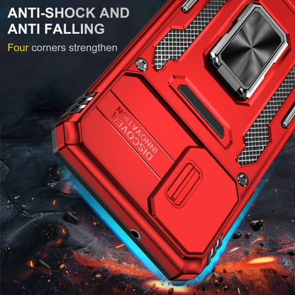 For Samsung Galaxy A12 5G/4G / M12 / F12 Armor PC + TPU Camera Shield Phone Case(Red) - Galaxy Phone Cases by buy2fix | Online Shopping UK | buy2fix