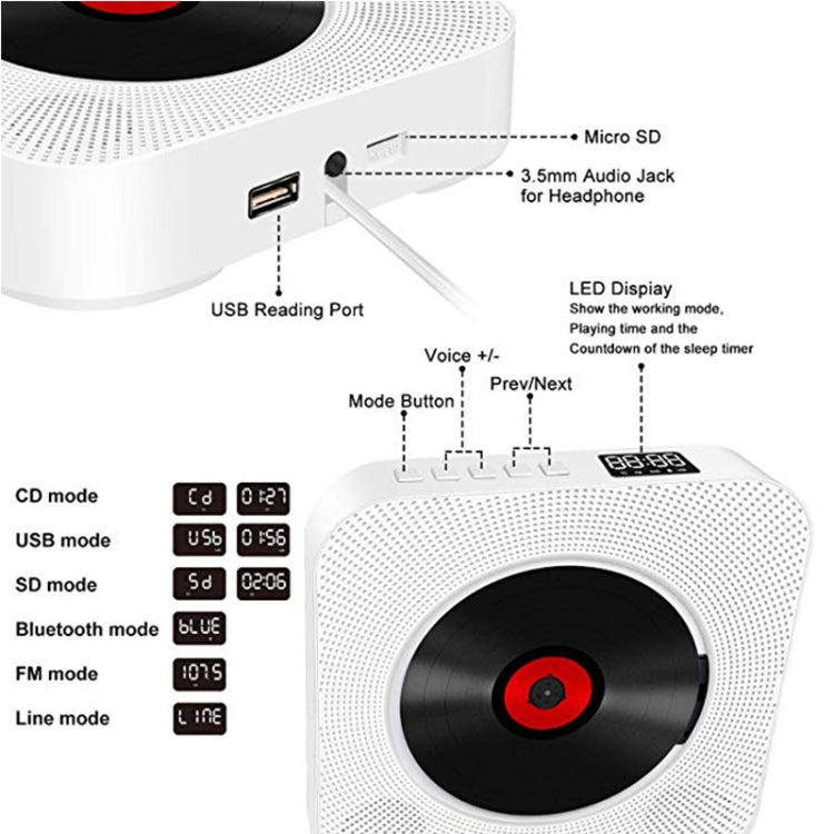 Kecag KC-809 10W Portable Bluetooth Album CD Player Player(Black) - Consumer Electronics by Kecag | Online Shopping UK | buy2fix