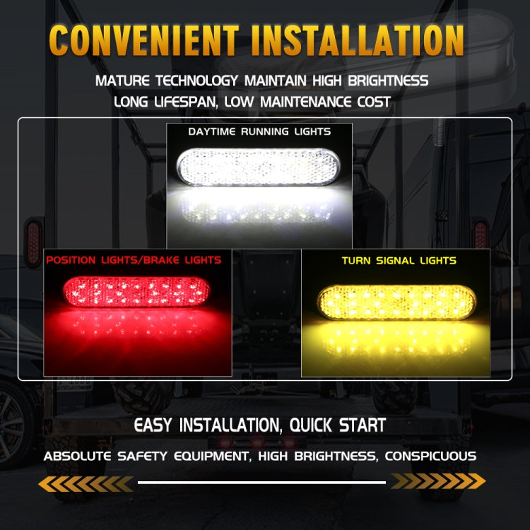 2 PCS 24LED Reflector Brake Light Turn Signal Light(White Shell Yellow Light) - In Car by buy2fix | Online Shopping UK | buy2fix