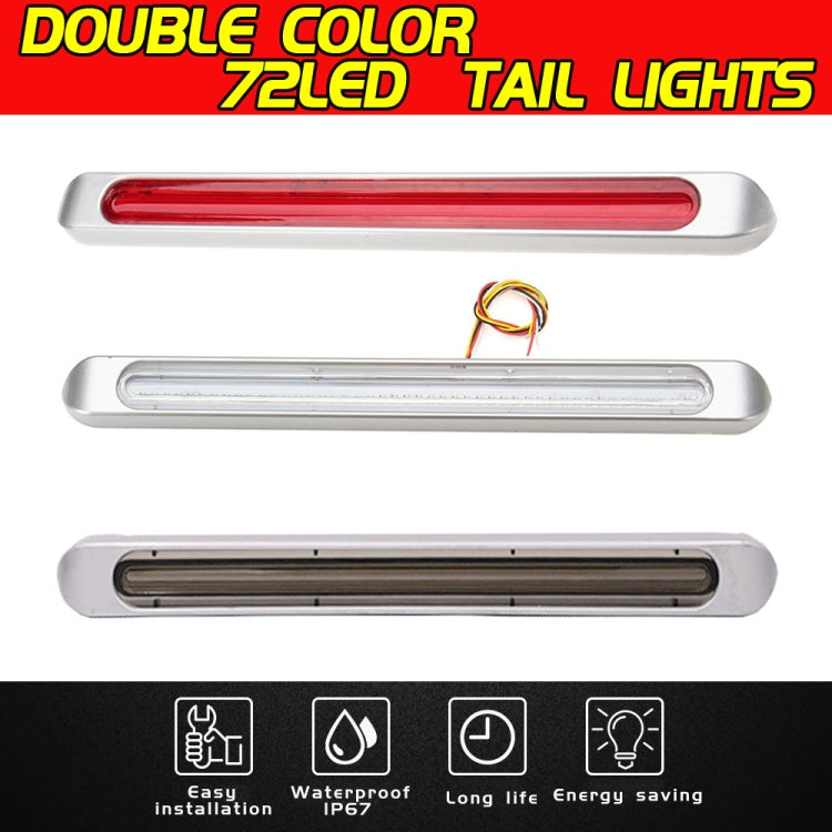 2 PCS 72LEDs Two-color Brake Turn Tail Light(Transparent Shell Red Light + Flowing Yellow Light) - In Car by buy2fix | Online Shopping UK | buy2fix