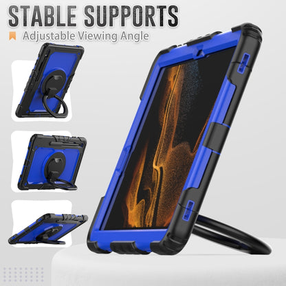 For Samsung Galaxy Tab S8+ / S7+ Bracelet Holder Silicone + PC Tablet Case(Dark Blue) - Galaxy Tab S8+ Cases by buy2fix | Online Shopping UK | buy2fix