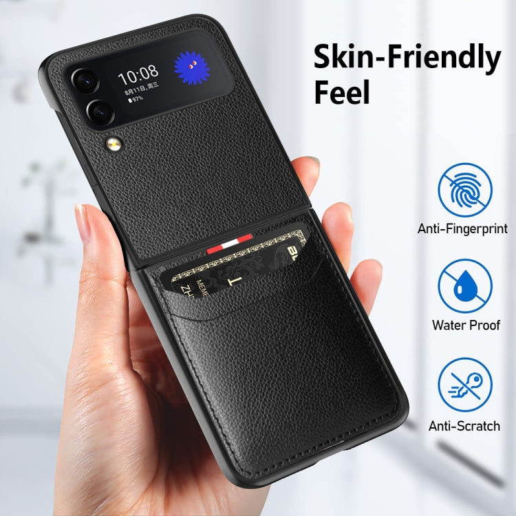 For Samsung Galaxy Z Flip4 5G GKK Litchi Texture Card Slot Phone Case(Brown) - Galaxy Z Flip4 5G Cases by GKK | Online Shopping UK | buy2fix