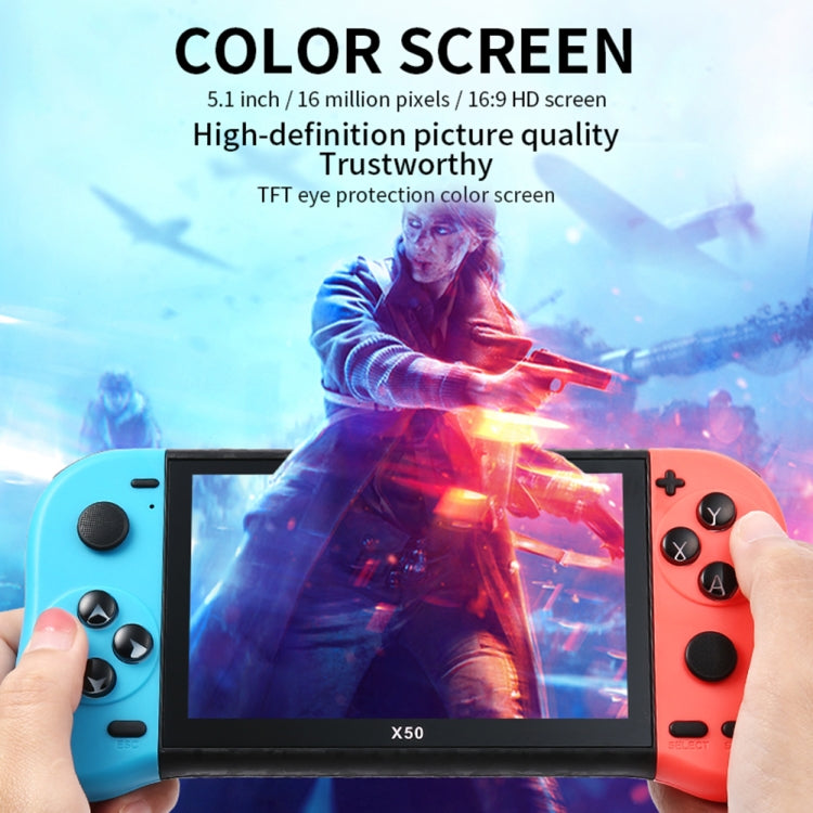X50 5.1 inch Screen Handheld Retro Game Console 8G Memory with 6000+ Games(Black) - Pocket Console by buy2fix | Online Shopping UK | buy2fix