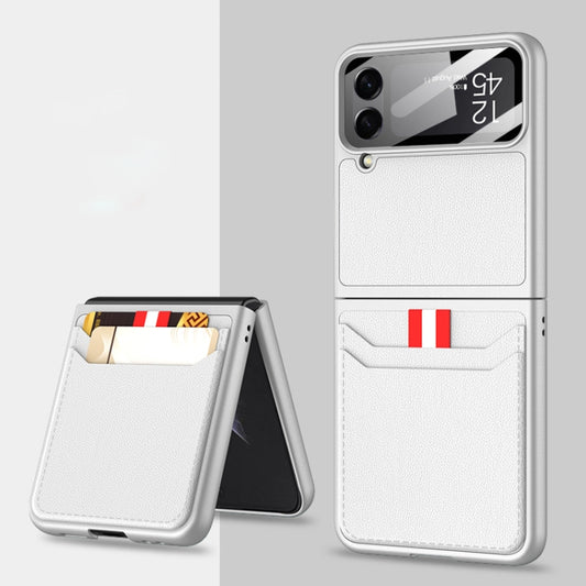 For Samsung Galaxy Z Flip4 GKK Ultra-thin Leather Phone Case with Card Slots(Silver) - Galaxy Z Flip4 5G Cases by GKK | Online Shopping UK | buy2fix